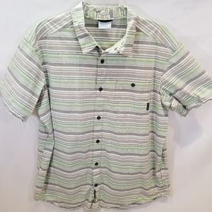Columbia Stripe Short Sleeve Button Down Shirt XL